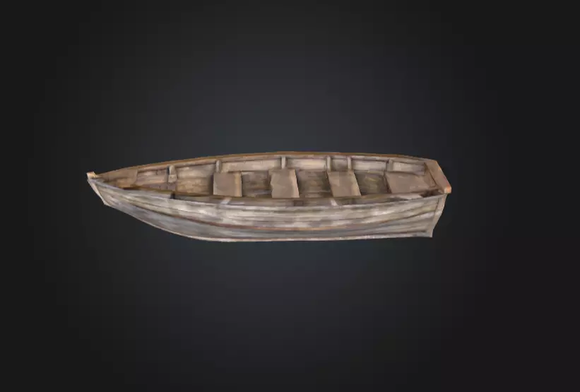 Wooden Boat Low-poly 3D model_9