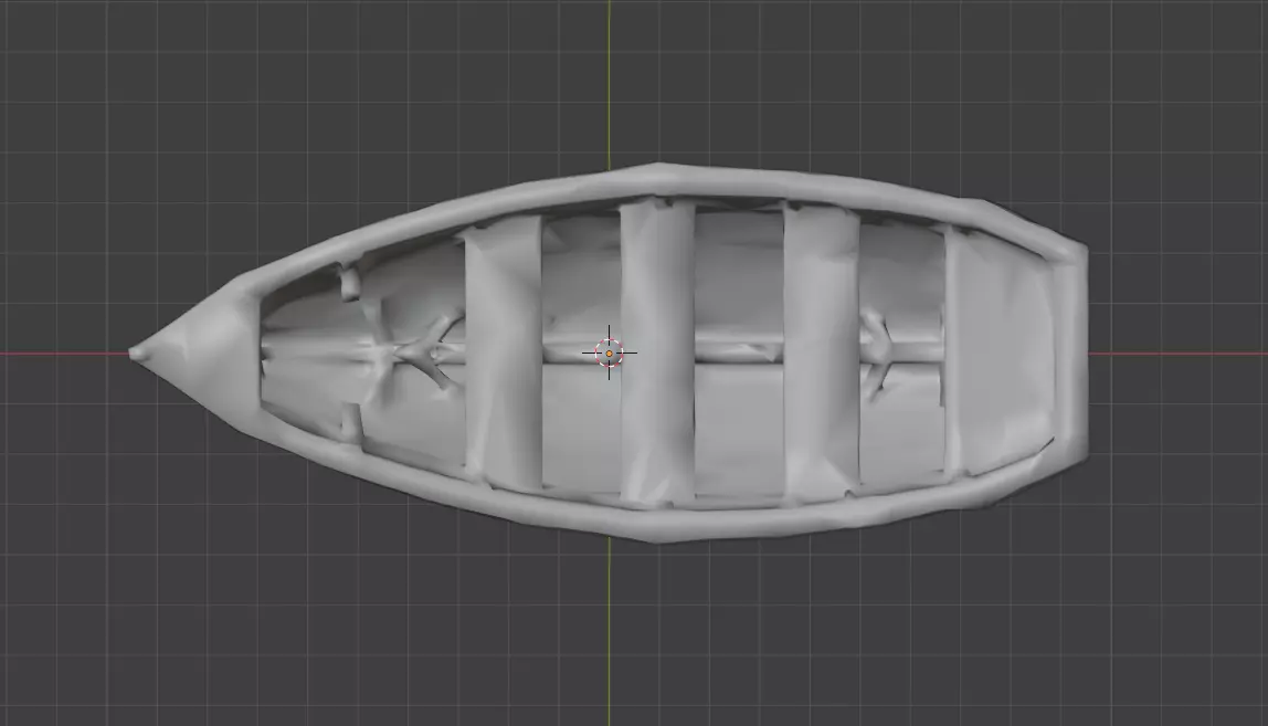 Wooden Boat Low-poly 3D model_16