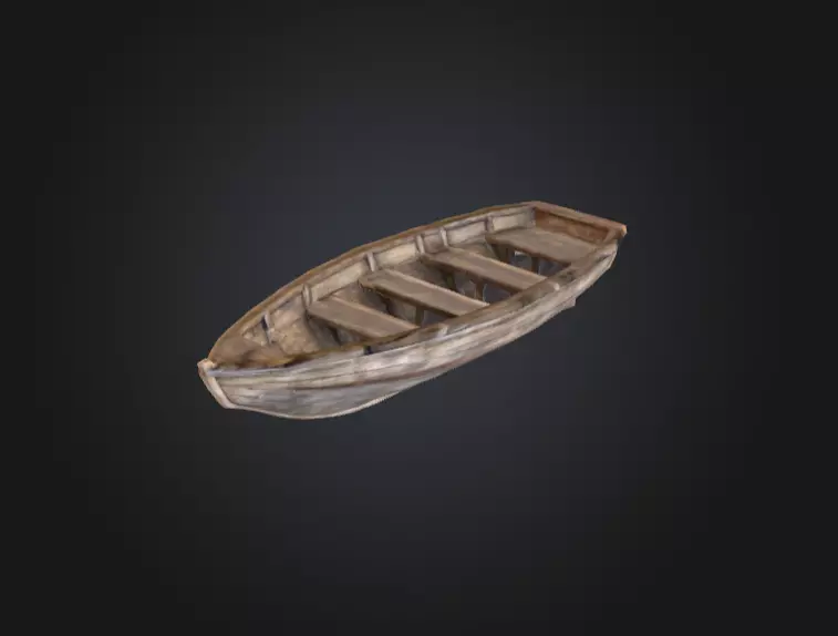Wooden Boat Low-poly 3D model_1
