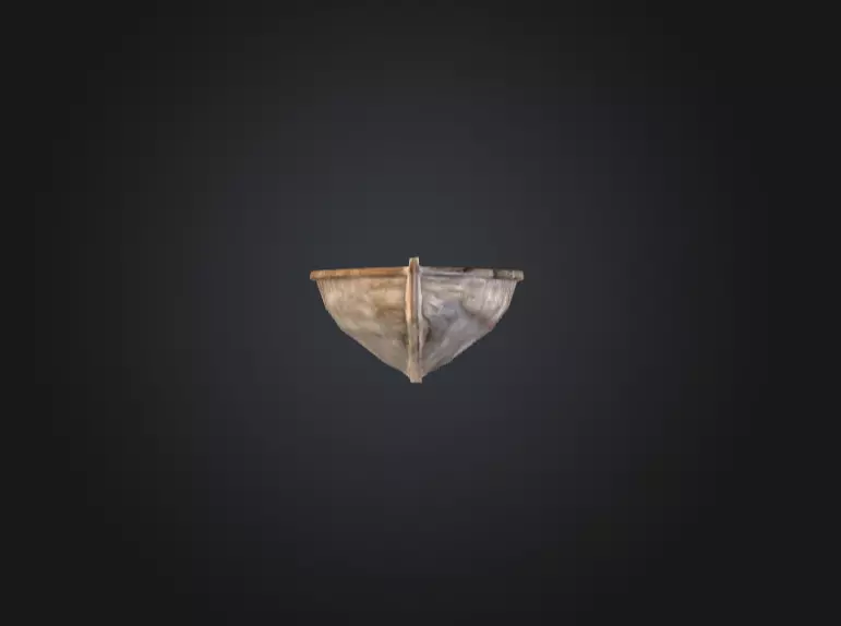 Wooden Boat Low-poly 3D model_13