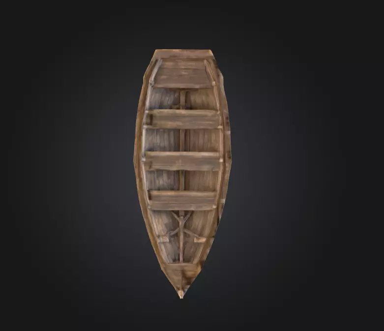 Wooden Boat Low-poly 3D model_10