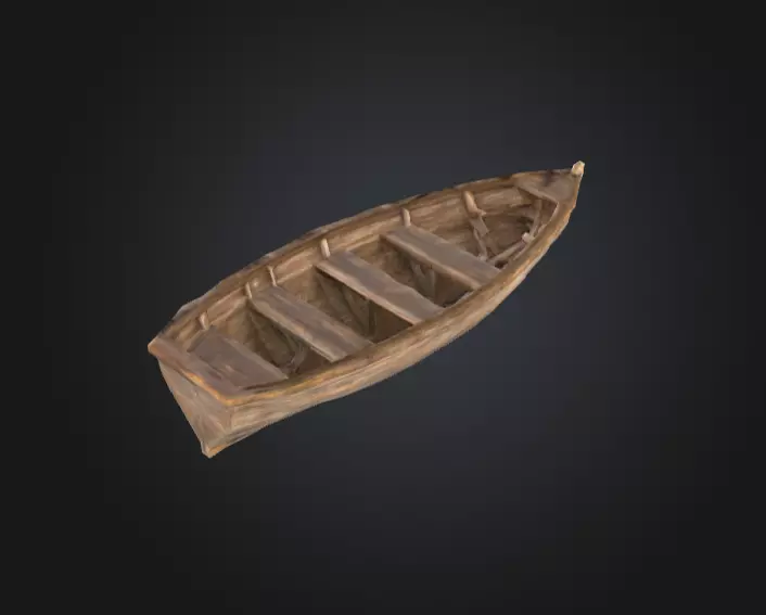 Wooden Boat Low-poly 3D model_11