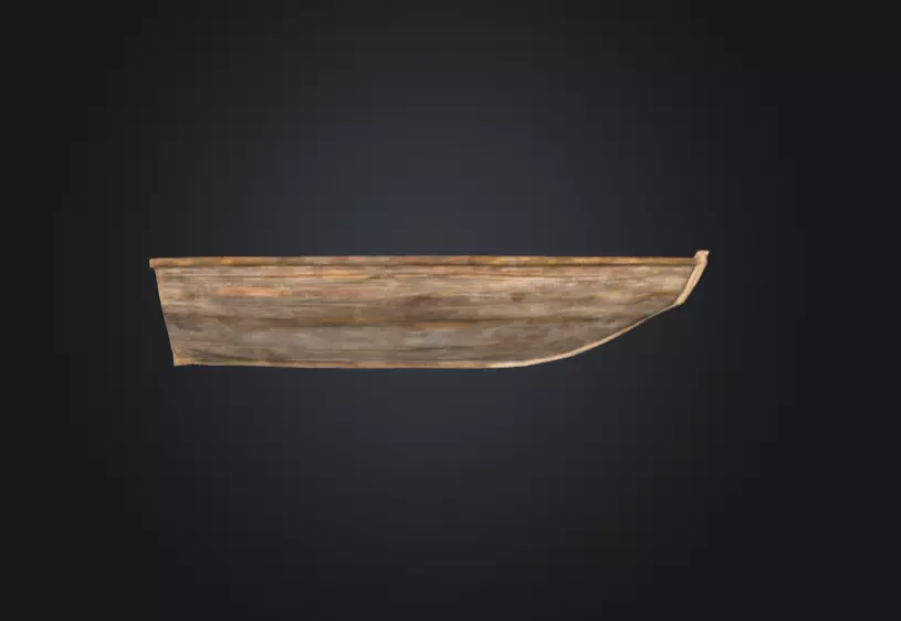 Wooden Boat Low-poly 3D model_3