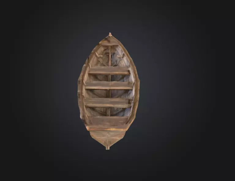 Wooden Boat Low-poly 3D model_5