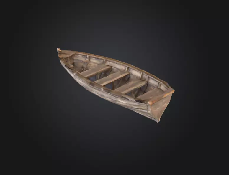 Wooden Boat Low-poly 3D model_0
