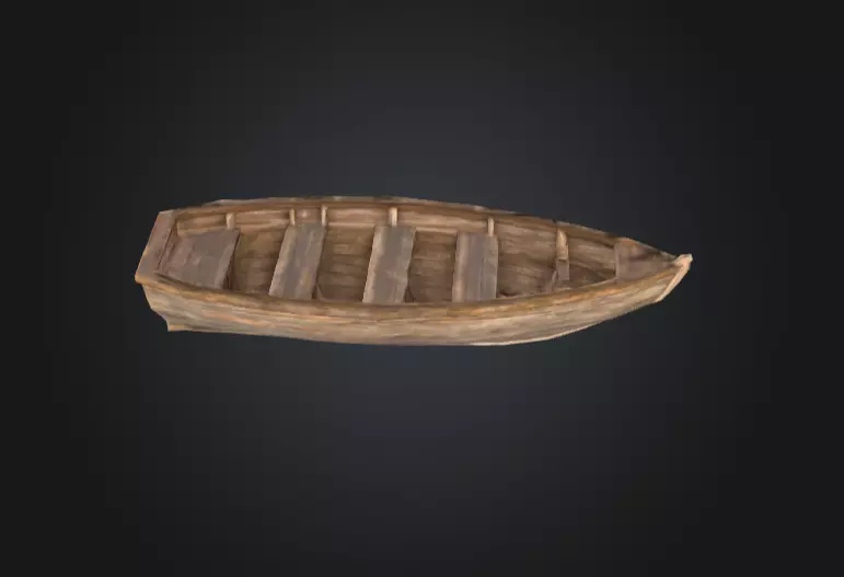 Wooden Boat Low-poly 3D model_8