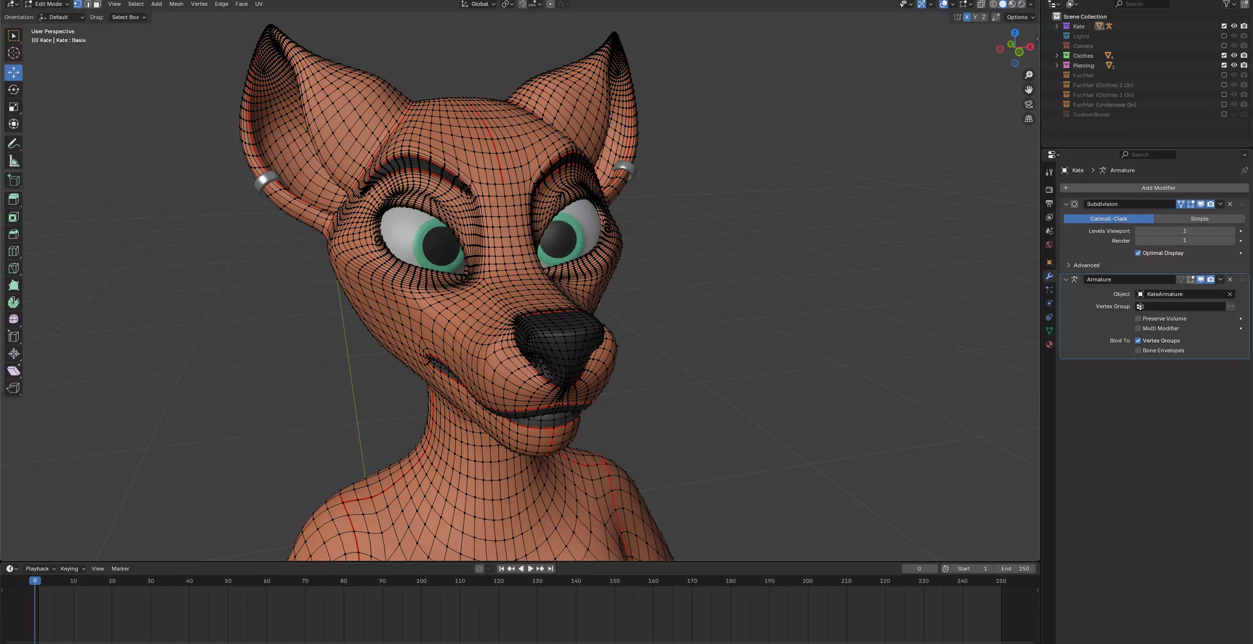 Kate Anthro Fox Low-poly 3D model_62