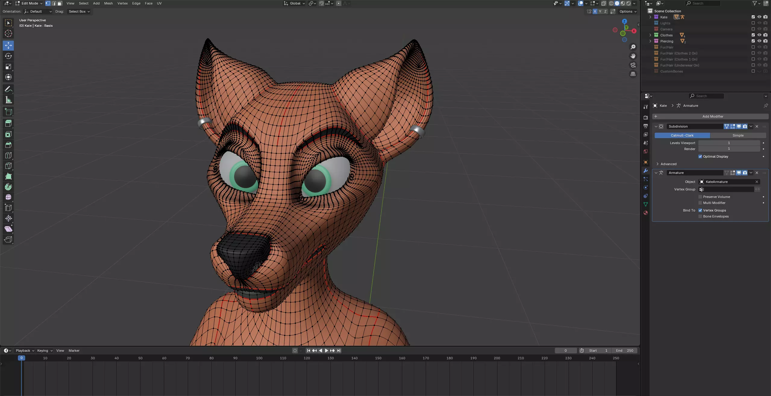 Kate Anthro Fox Low-poly 3D model_63