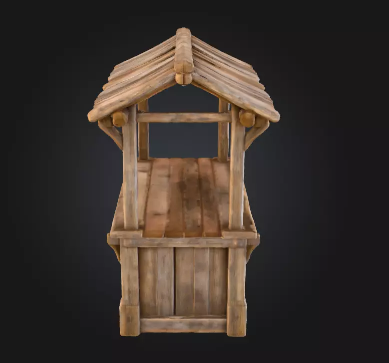 Rustic Market Stall Low-poly 3D model_3