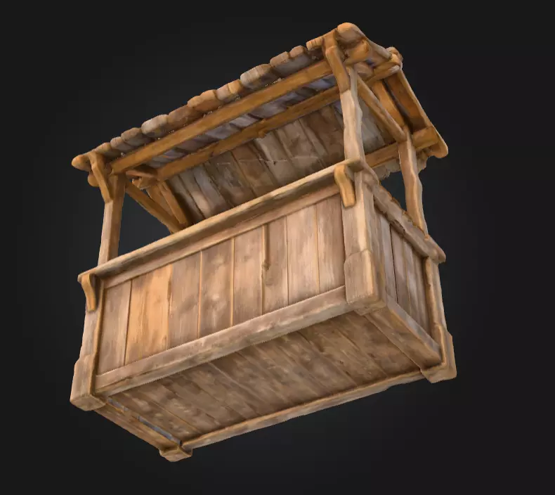 Rustic Market Stall Low-poly 3D model_10