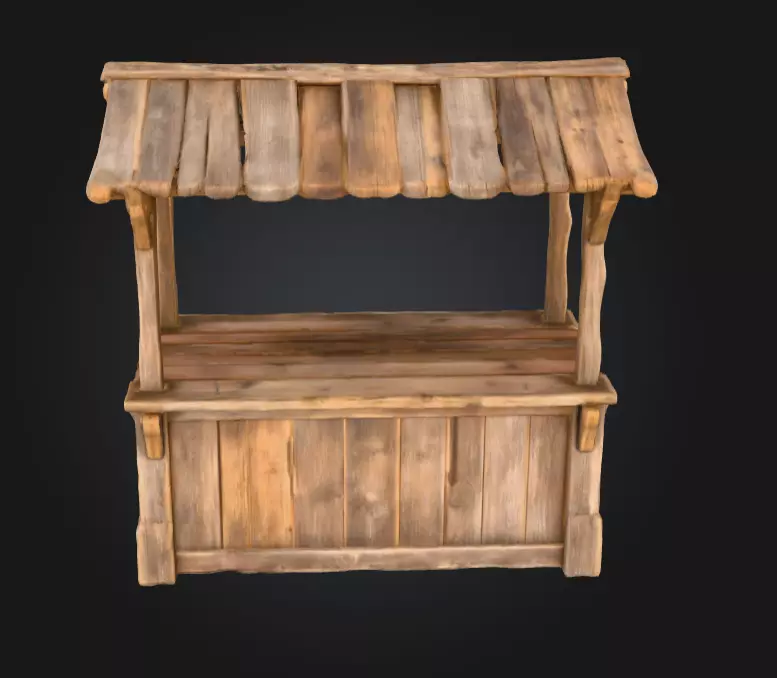 Rustic Market Stall Low-poly 3D model_5