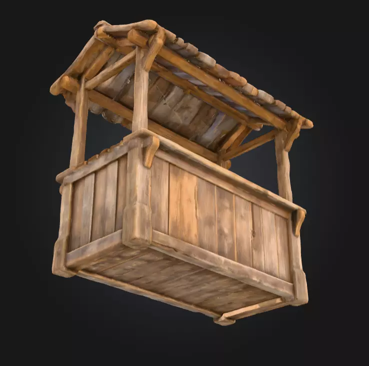 Rustic Market Stall Low-poly 3D model_11