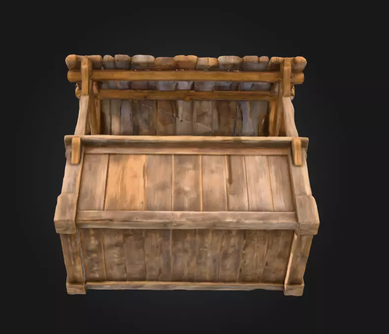 Rustic Market Stall Low-poly 3D model_9