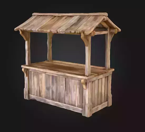 Rustic Market Stall Low-poly 3D model Rustic Market Stall Low-poly 3D model