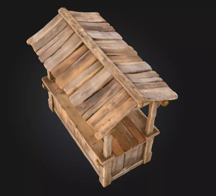 Rustic Market Stall Low-poly 3D model_8