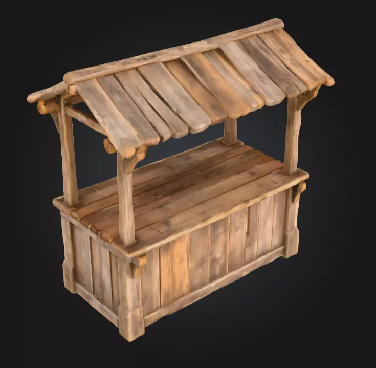 Rustic Market Stall Low-poly 3D model_6