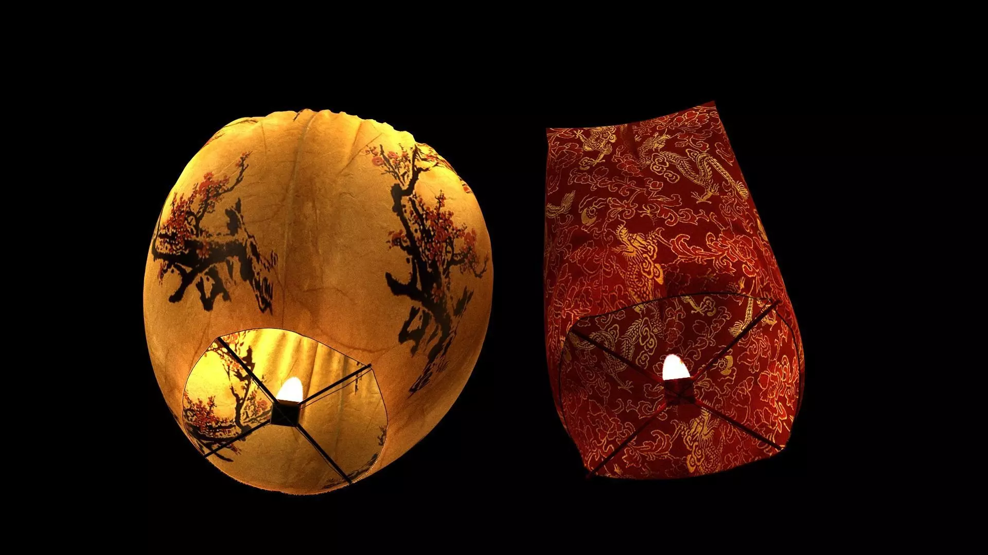 Chinese sky lantern Low-poly 3D model_9