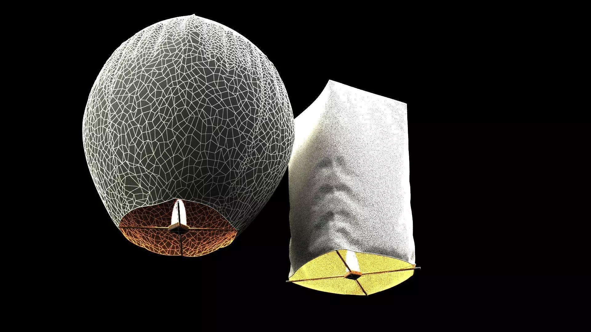 Chinese sky lantern Low-poly 3D model_11