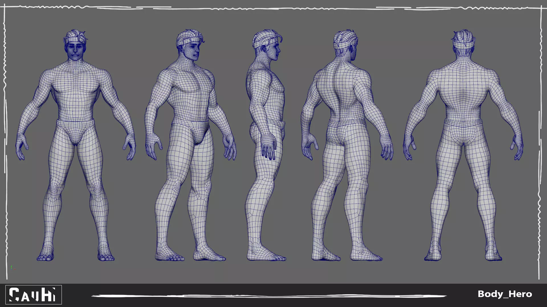 Stylized Body Hero Man Anatomy Game Films Low-poly 3D model_9