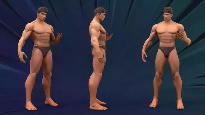 Stylized Body Hero Man Anatomy Game Films Low-poly 3D model