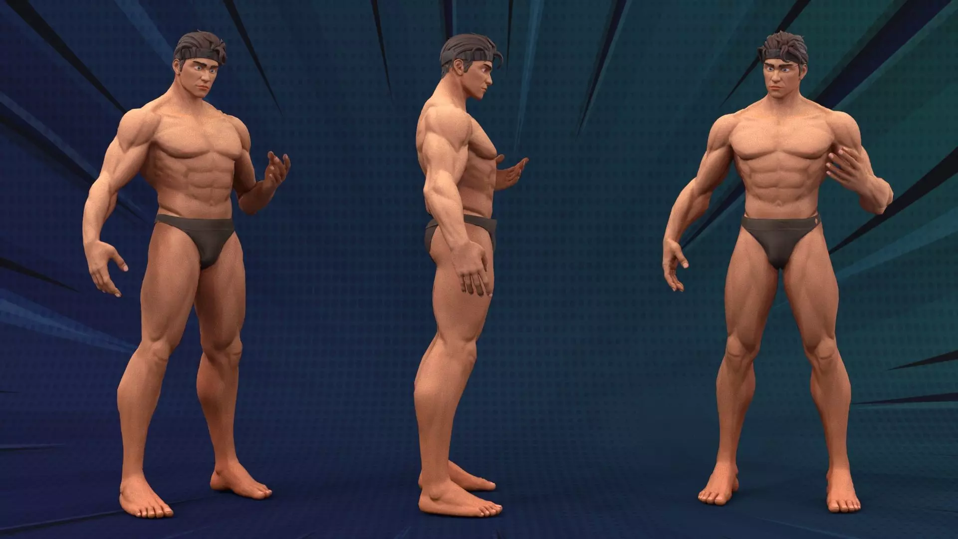 Stylized Body Hero Man Anatomy Game Films Low-poly 3D model_0