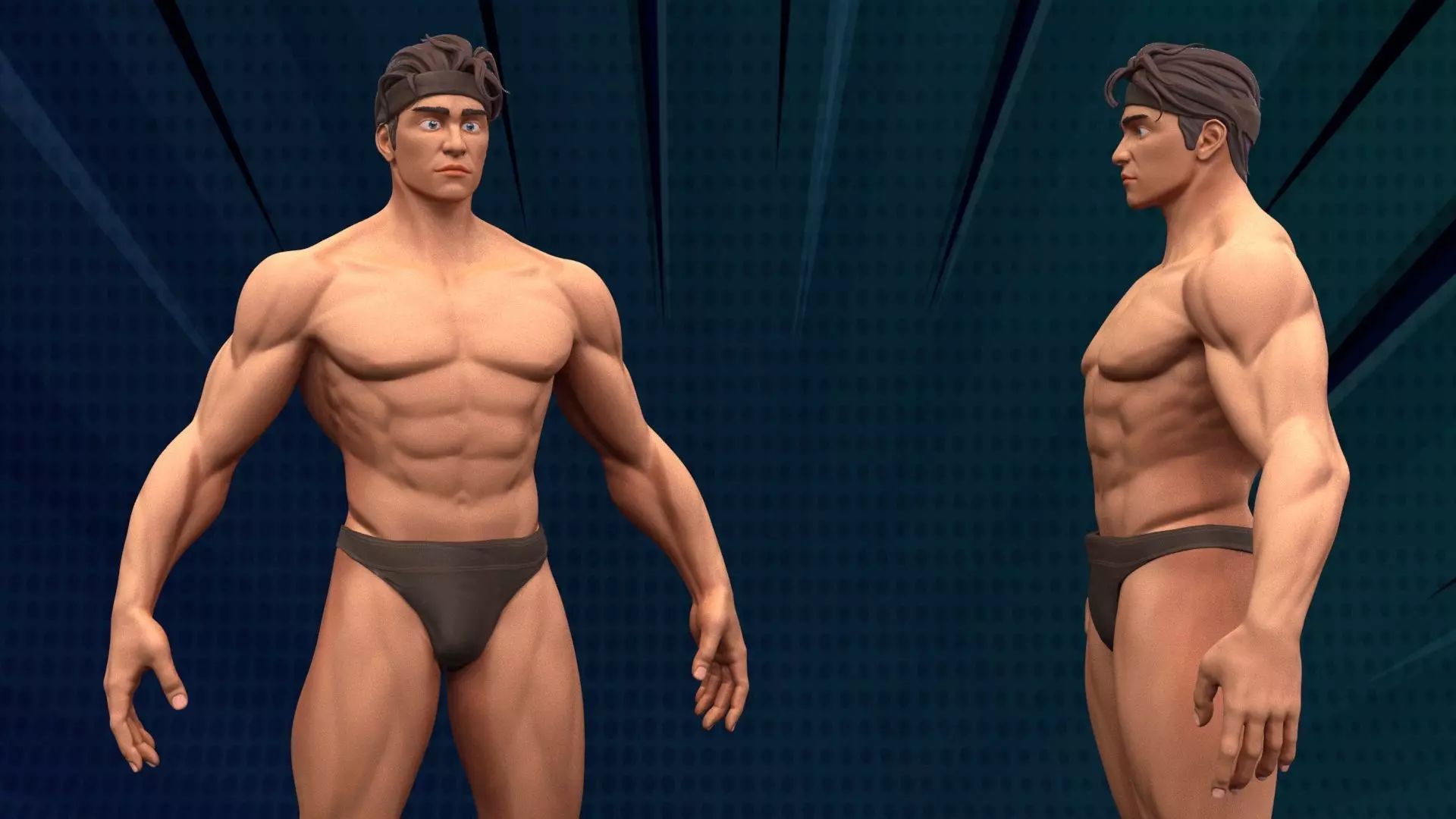 Stylized Body Hero Man Anatomy Game Films Low-poly 3D model_5