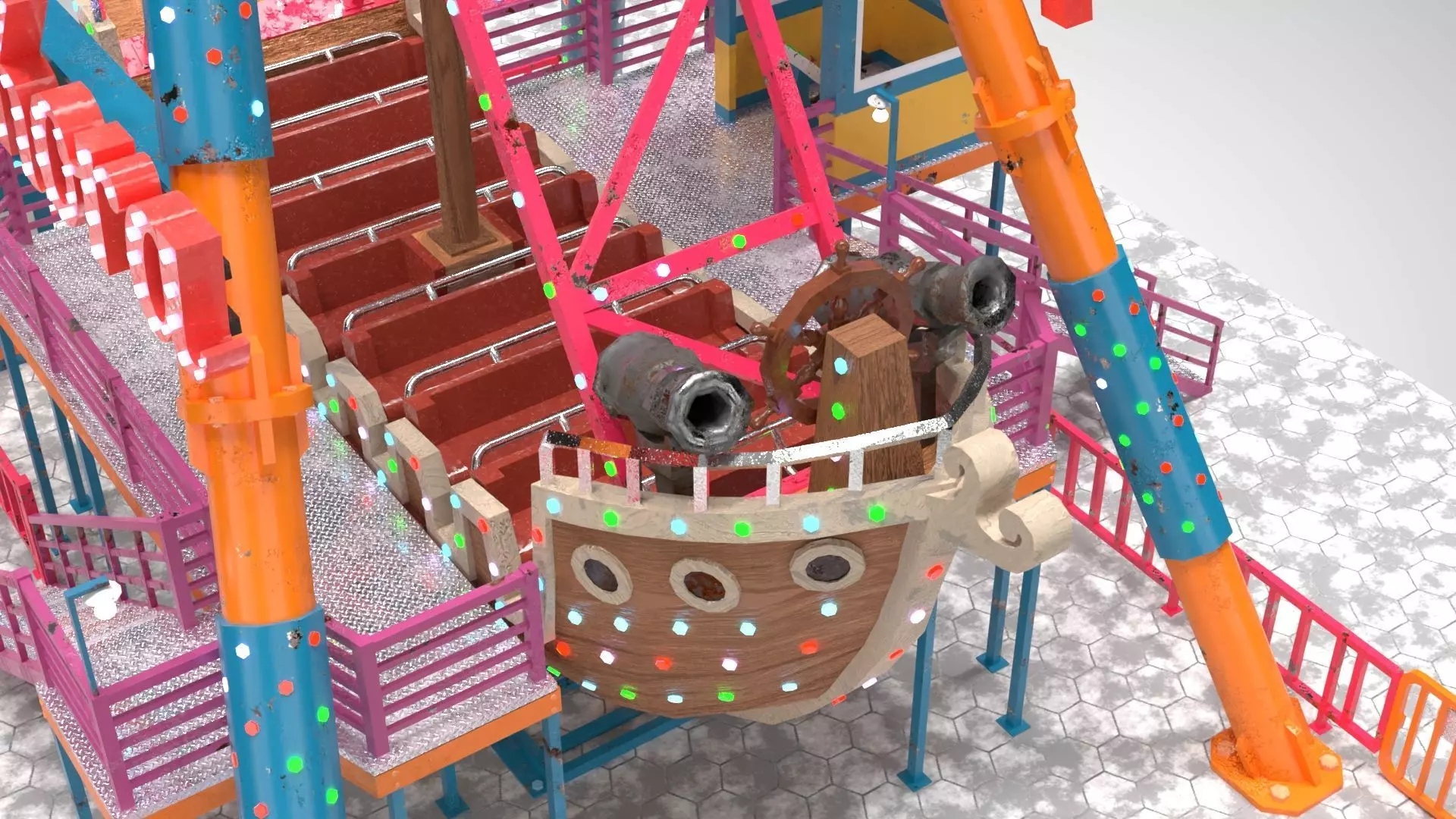 Pirate Ship Ride Low-poly 3D model_7