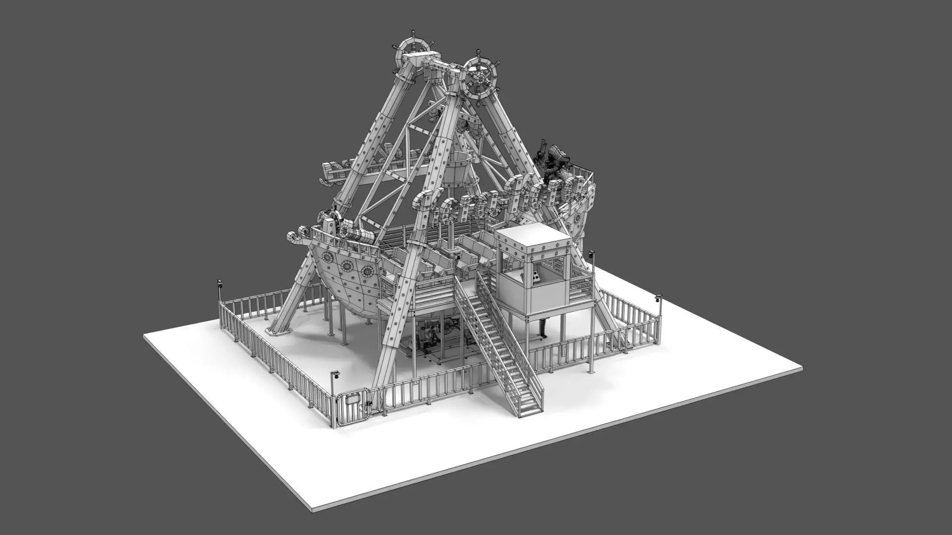 Pirate Ship Ride Low-poly 3D model_11