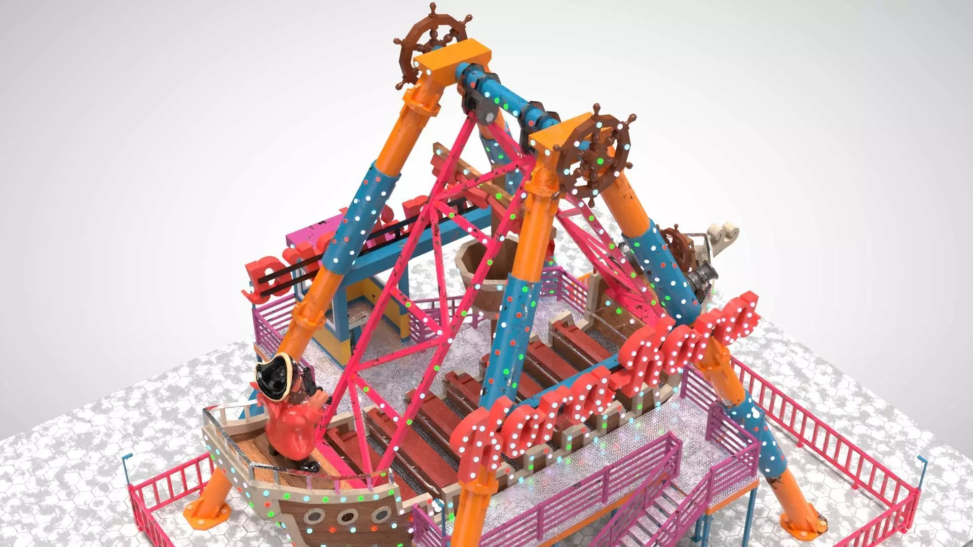 Pirate Ship Ride Low-poly 3D model_3