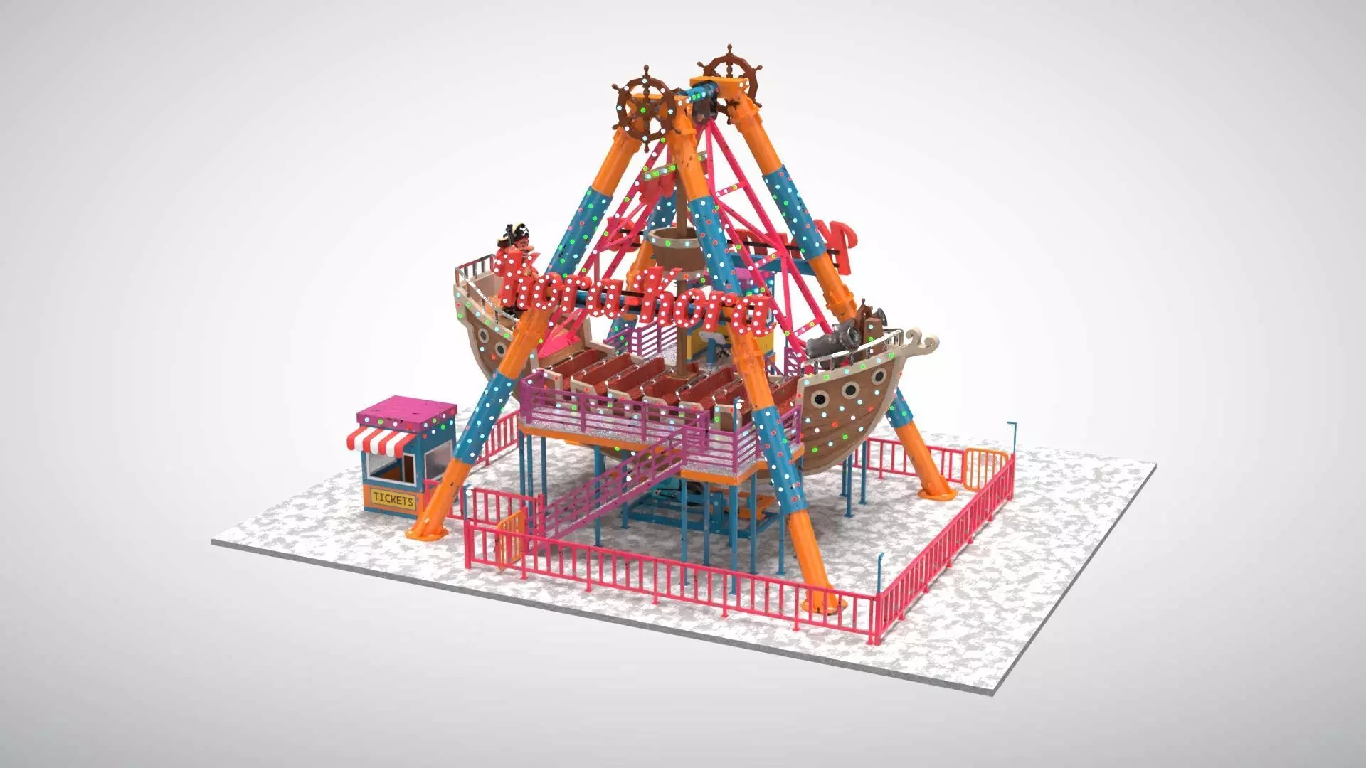 Pirate Ship Ride Low-poly 3D model_1