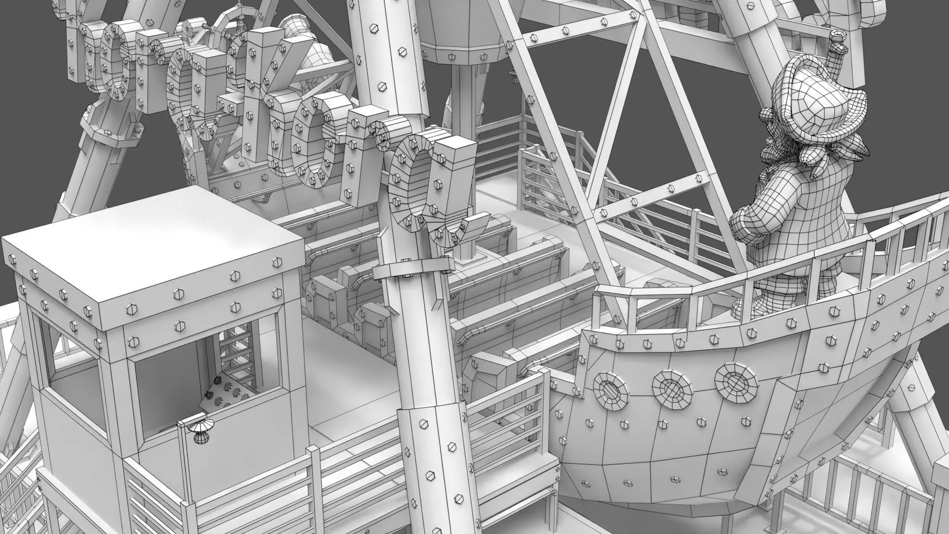 Pirate Ship Ride Low-poly 3D model_12