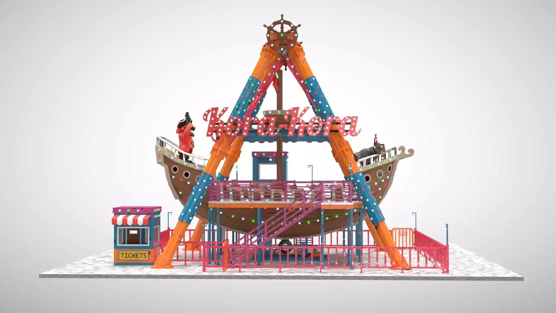 Pirate Ship Ride Low-poly 3D model_2