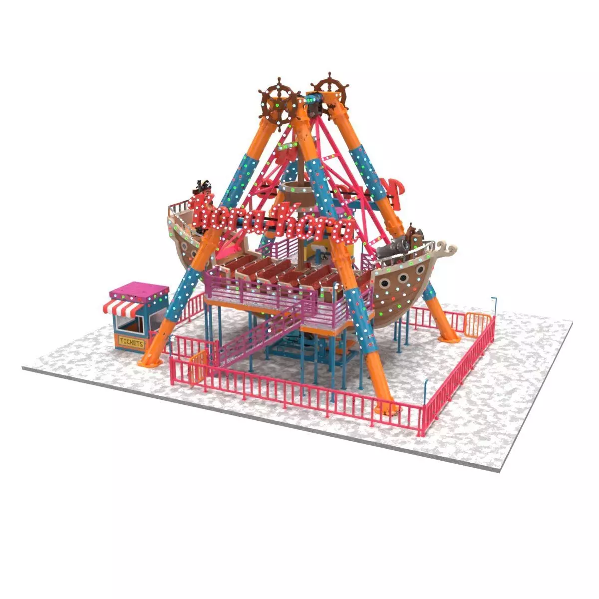 Pirate Ship Ride Low-poly 3D model_0