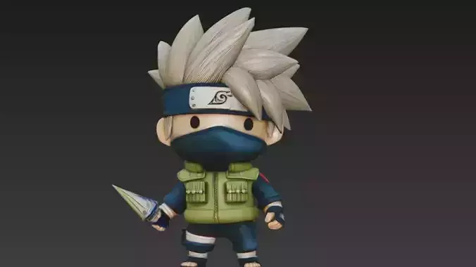 Chibi Kakashi Hatake Stylized 3D Model Naruto Fan Art