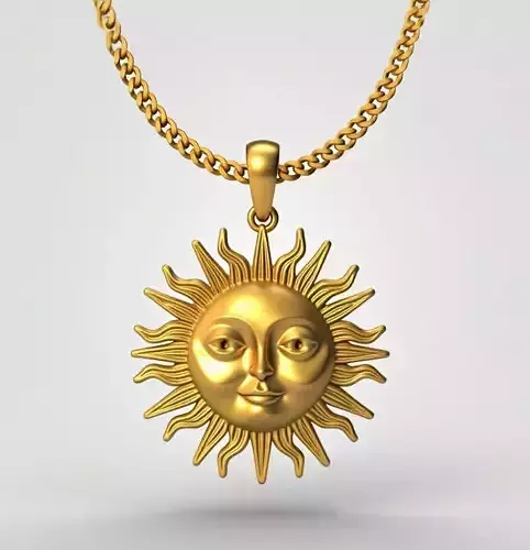 Moon Face Pendant STL 3D Model for Jewelry - One Inch Pendant