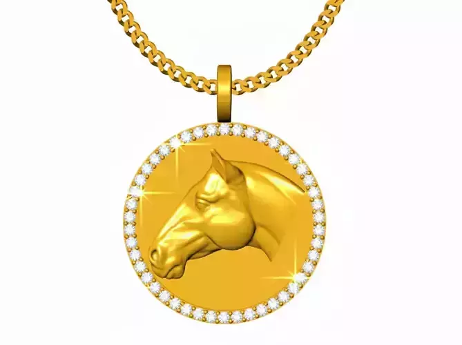 Horse Head Pendant STL 3D Model for Jewelry - One Inch Pendant