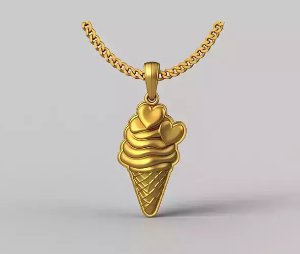 Ice Cream Pendant STL 3D Model for Jewelry - One Inch Pendant