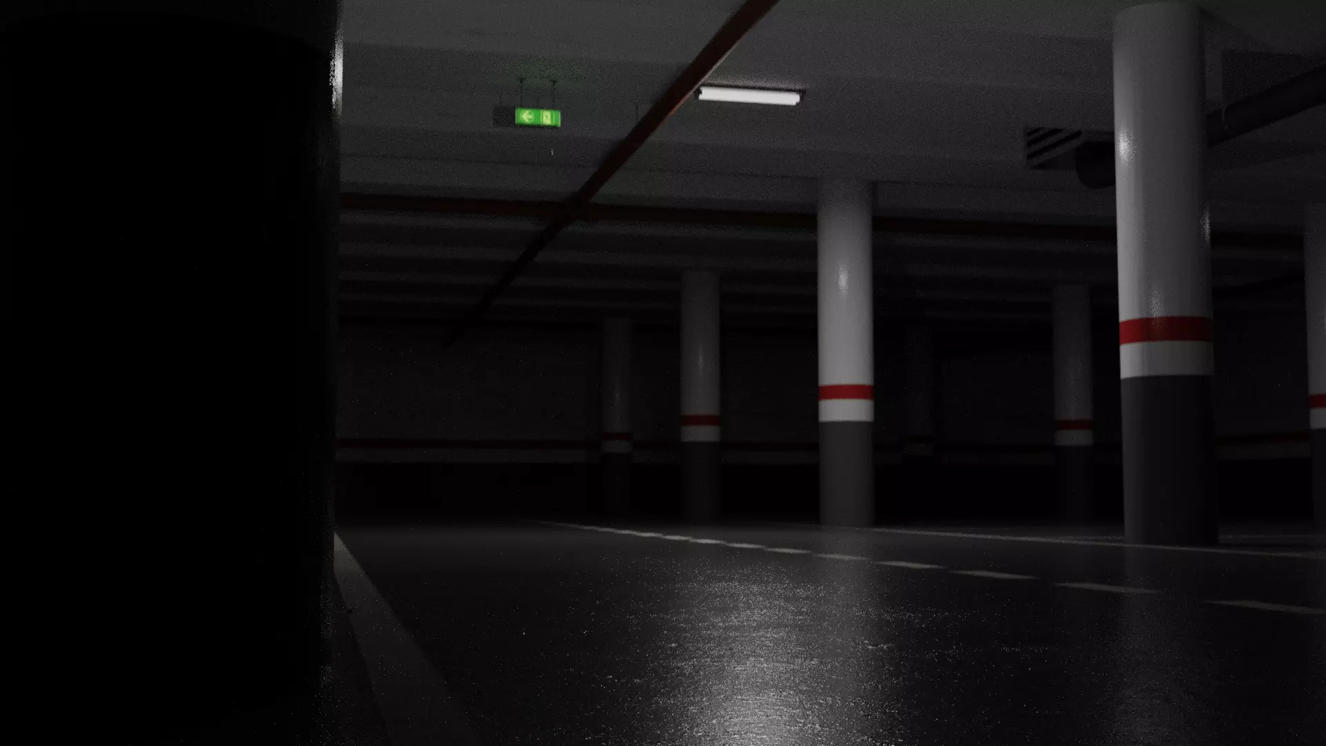 Realistic Empty Garage 3D Blender Model 3D model_0