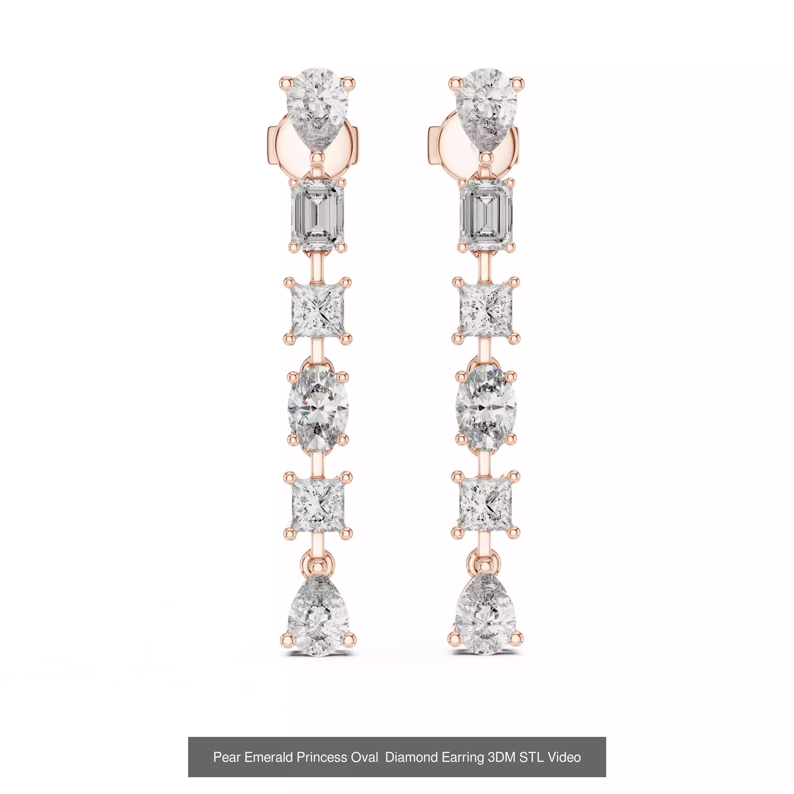 507 Diamond  Woman Earring 3DM STL OBJ FBX 3 Color Render Video 3D Model Collection_168