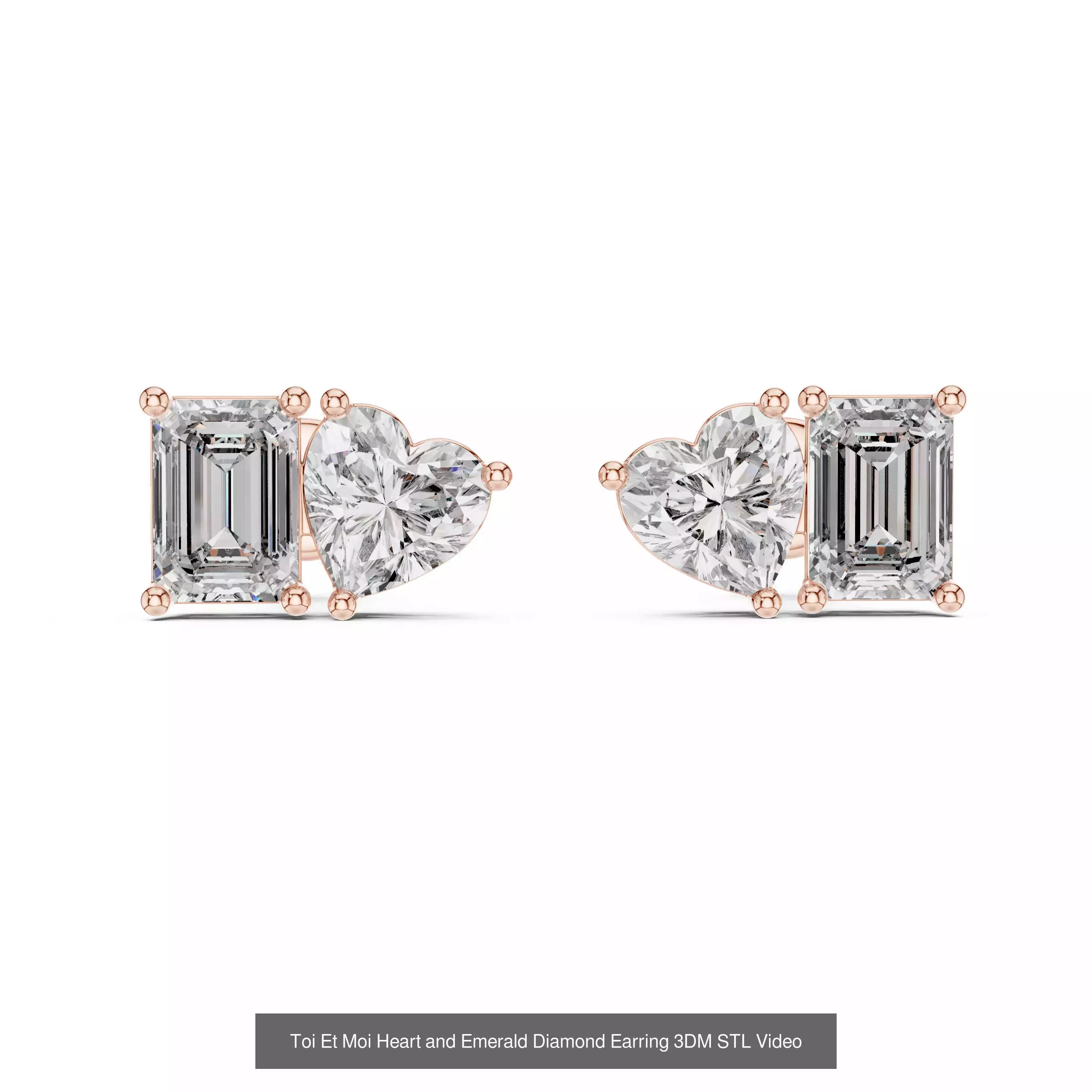 507 Diamond  Woman Earring 3DM STL OBJ FBX 3 Color Render Video 3D Model Collection_143
