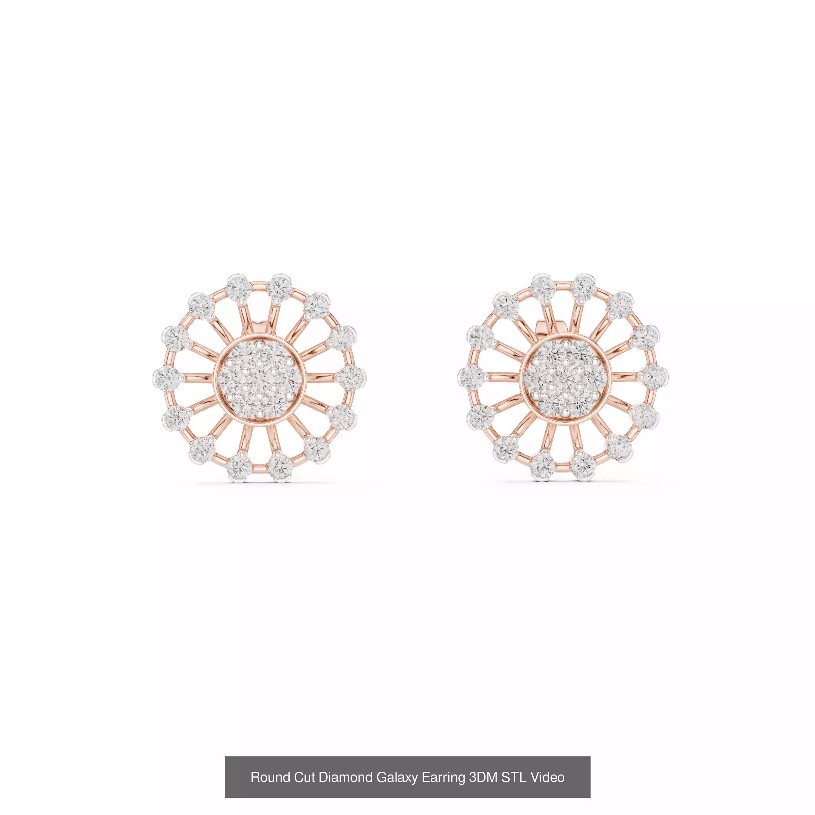507 Diamond  Woman Earring 3DM STL OBJ FBX 3 Color Render Video 3D Model Collection_115