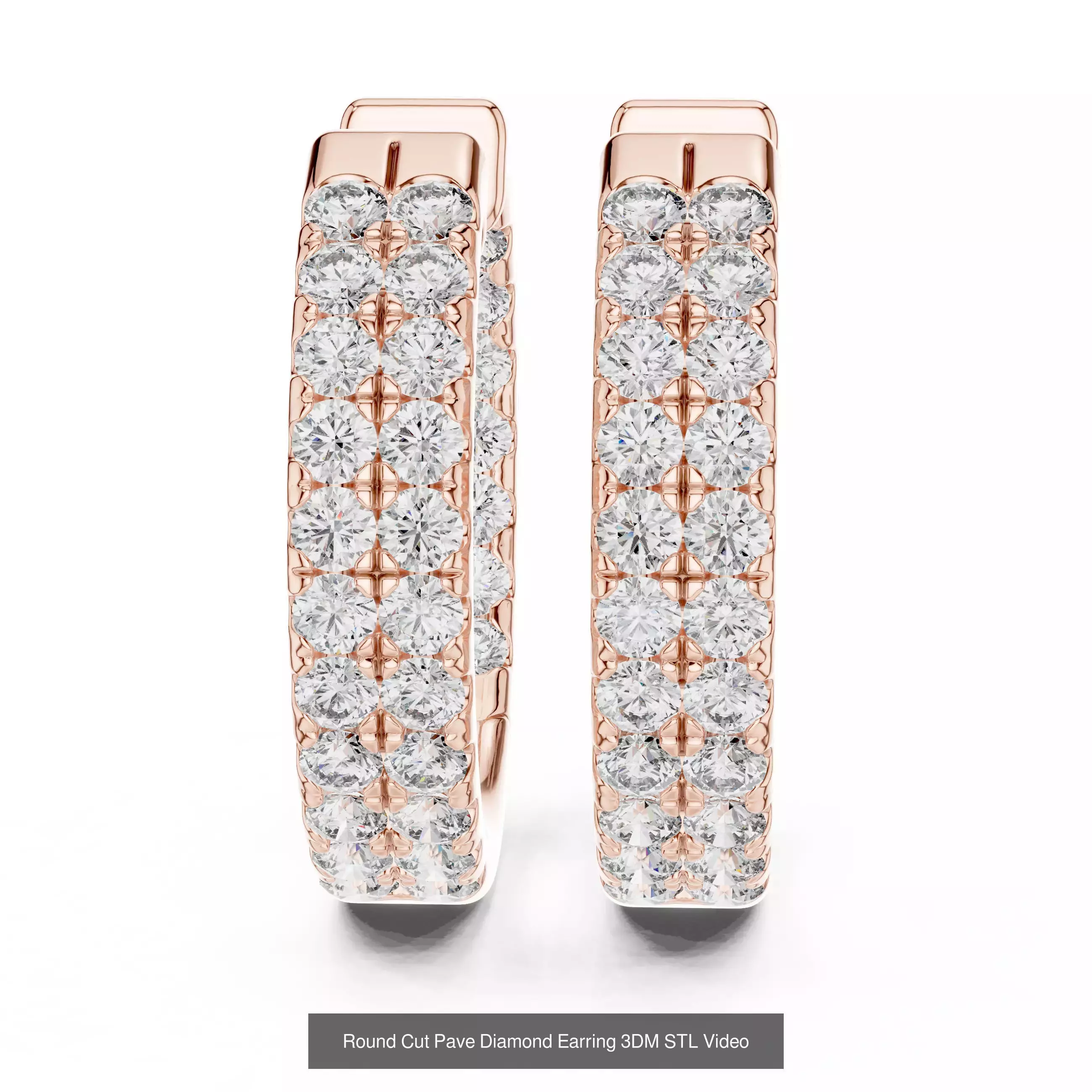 507 Diamond  Woman Earring 3DM STL OBJ FBX 3 Color Render Video 3D Model Collection_87