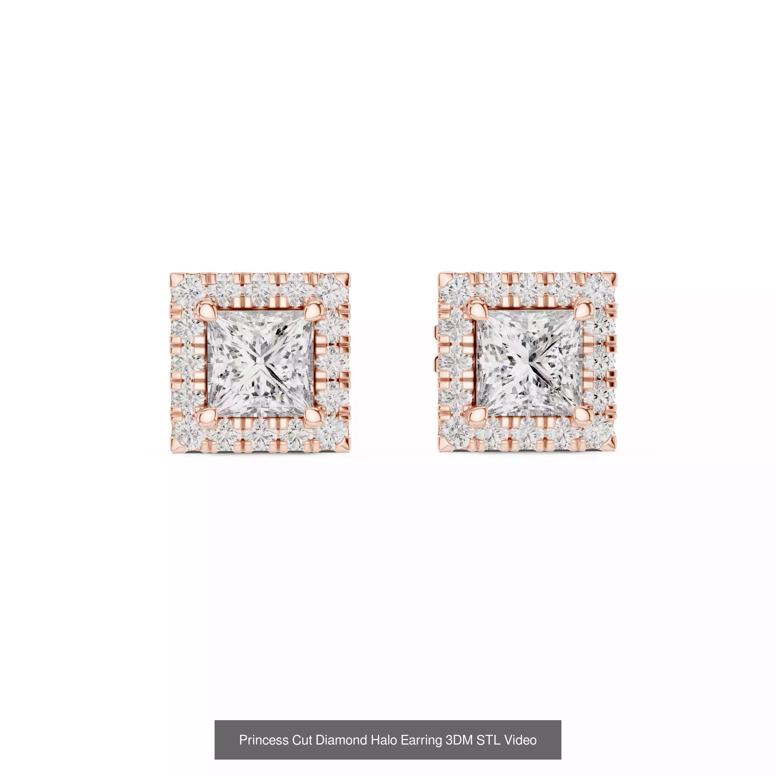 507 Diamond  Woman Earring 3DM STL OBJ FBX 3 Color Render Video 3D Model Collection_193