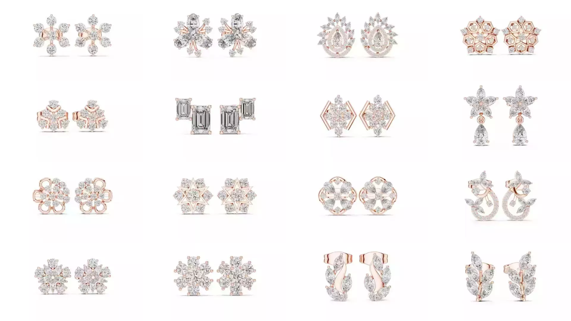 507 Diamond  Woman Earring 3DM STL OBJ FBX 3 Color Render Video 3D Model Collection_65