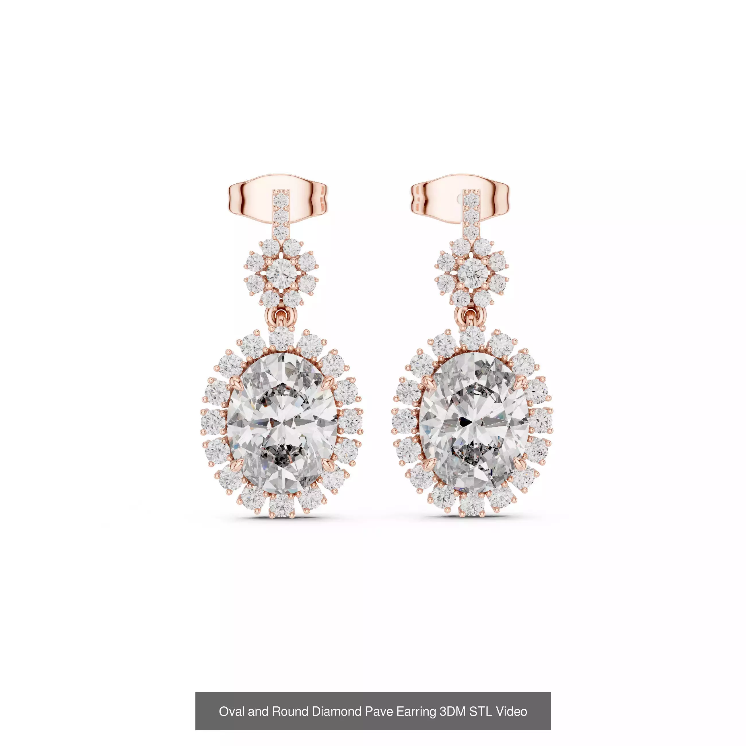 507 Diamond  Woman Earring 3DM STL OBJ FBX 3 Color Render Video 3D Model Collection_131
