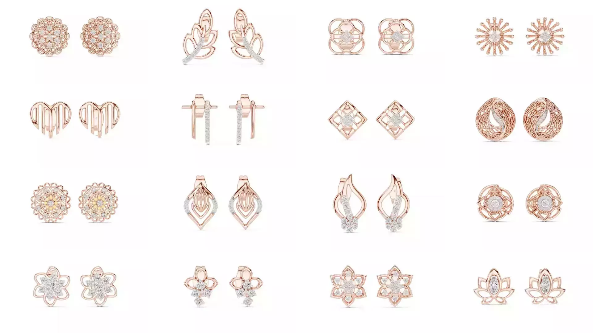 507 Diamond  Woman Earring 3DM STL OBJ FBX 3 Color Render Video 3D Model Collection_0