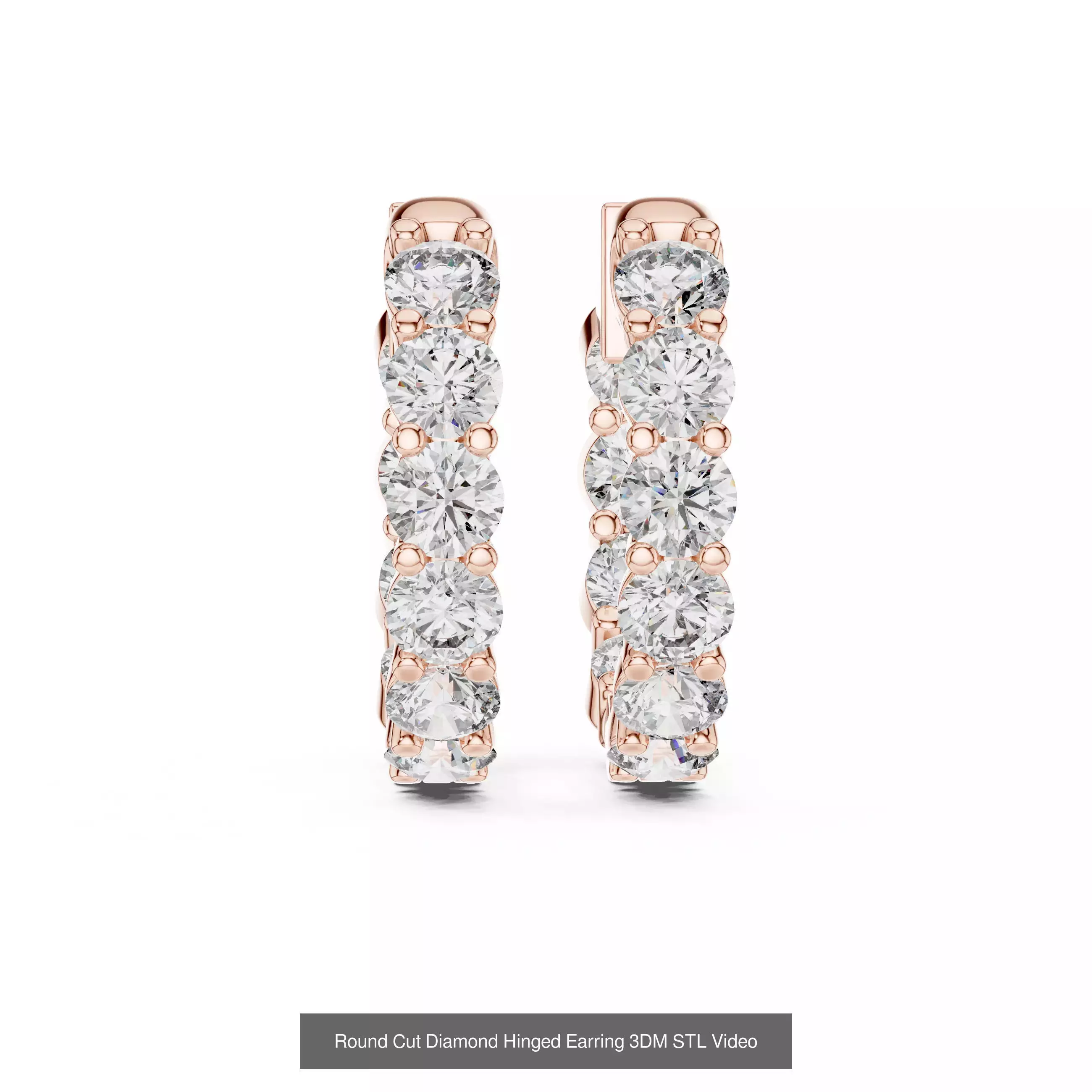 507 Diamond  Woman Earring 3DM STL OBJ FBX 3 Color Render Video 3D Model Collection_141