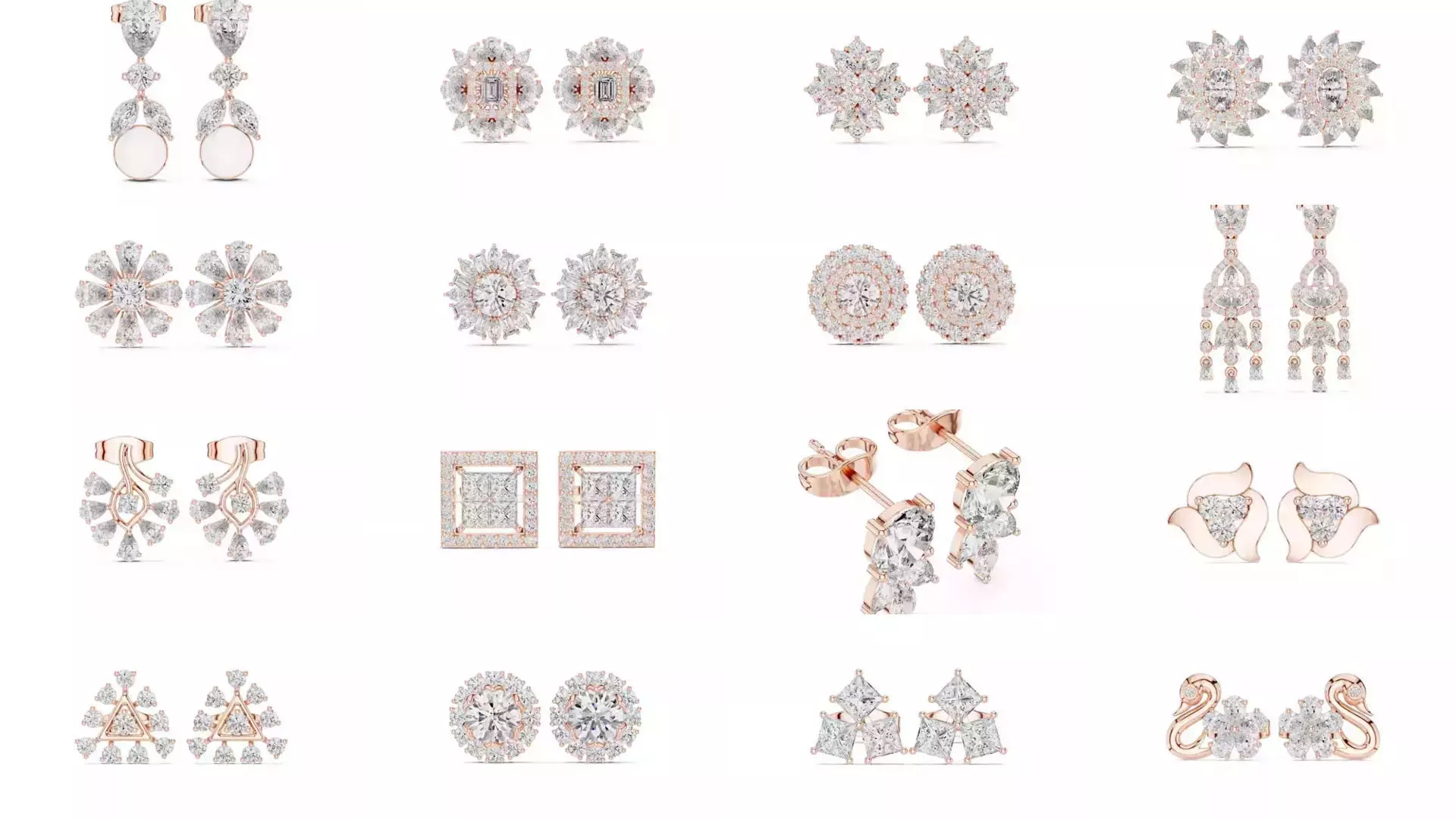 507 Diamond  Woman Earring 3DM STL OBJ FBX 3 Color Render Video 3D Model Collection_53
