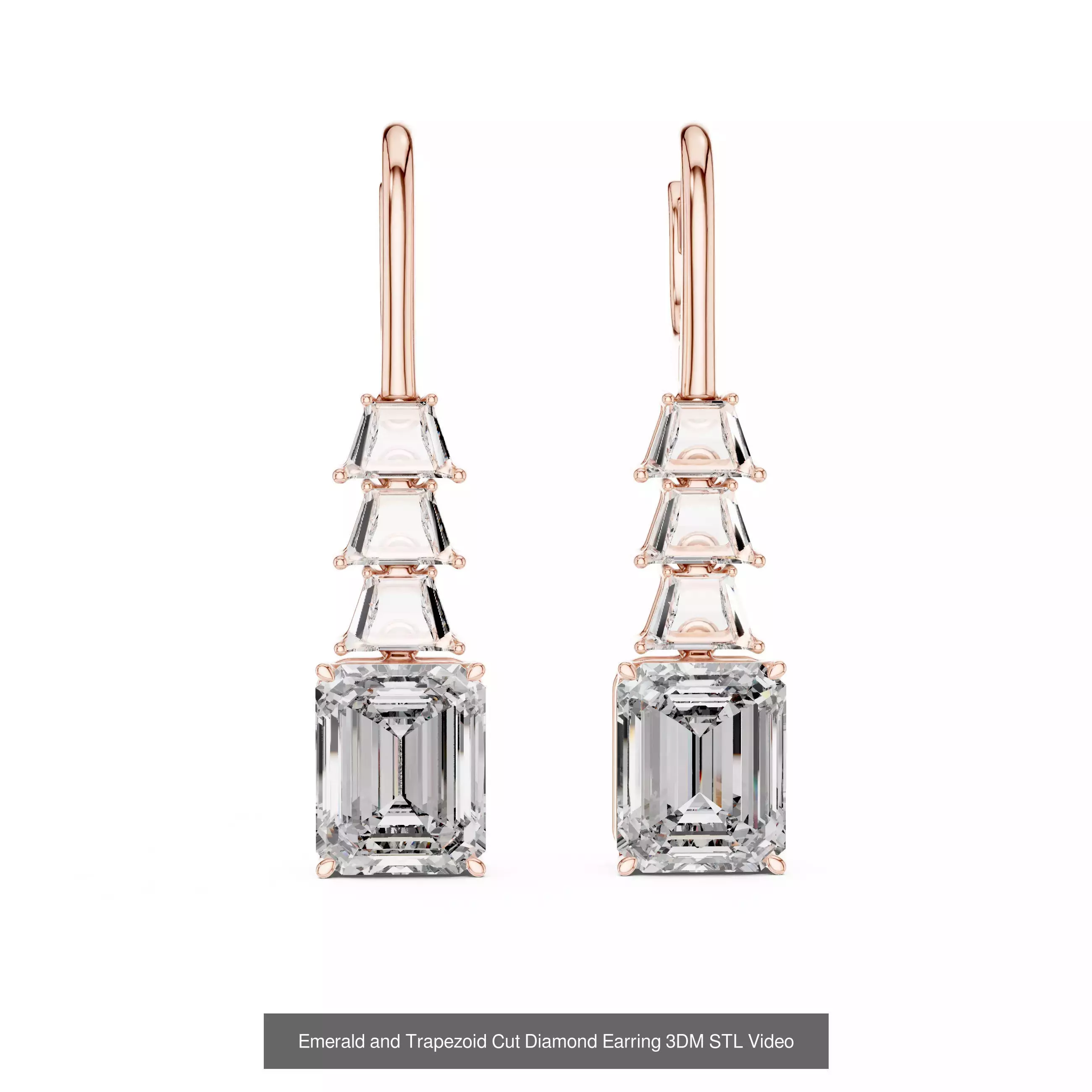 507 Diamond  Woman Earring 3DM STL OBJ FBX 3 Color Render Video 3D Model Collection_165