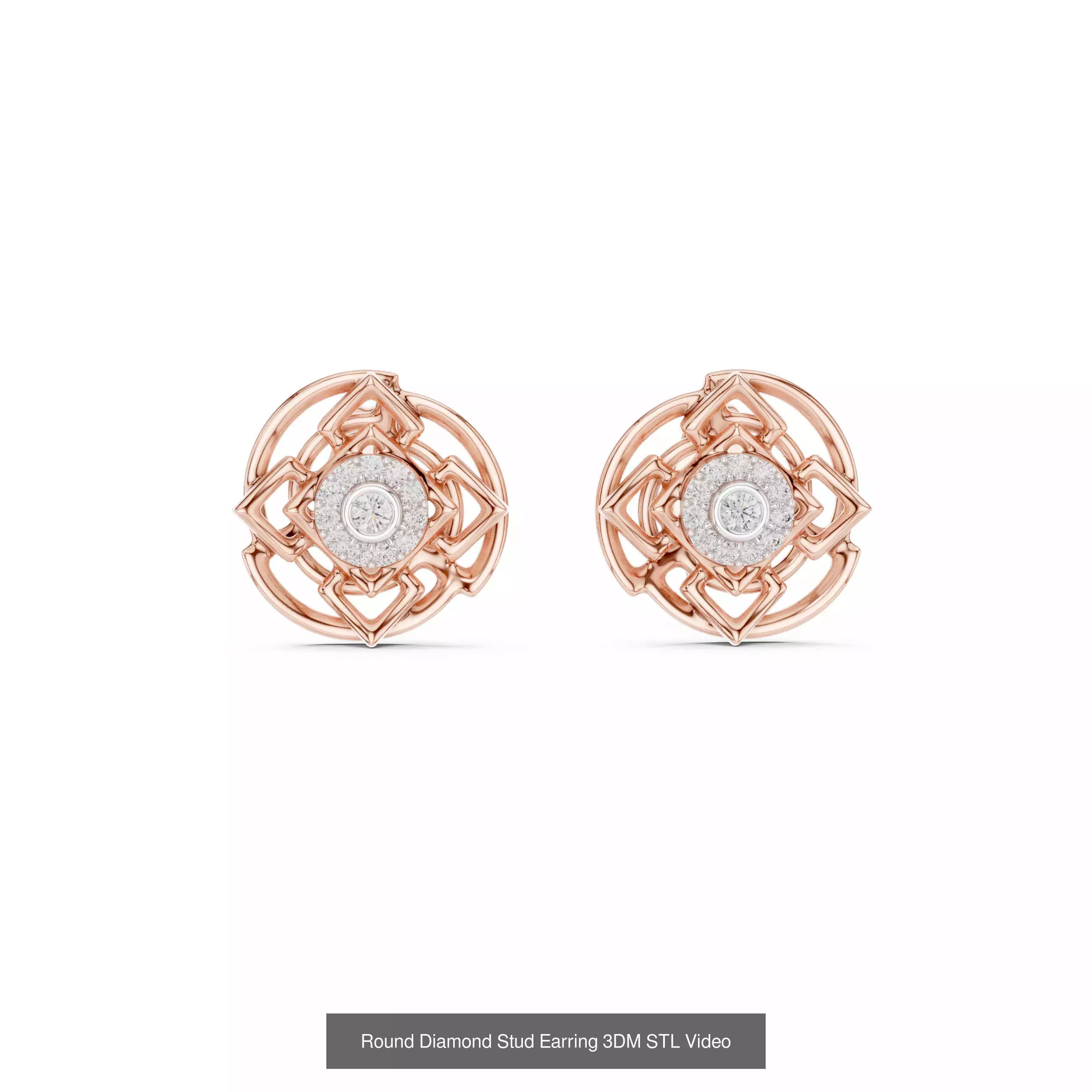 507 Diamond  Woman Earring 3DM STL OBJ FBX 3 Color Render Video 3D Model Collection_106